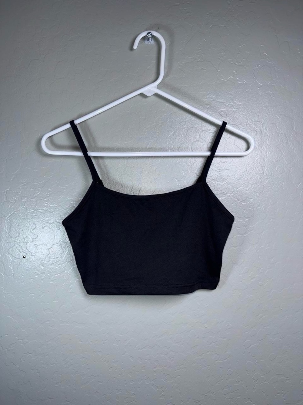 SHEIN Black Cropped Cami Tank Top Size Small Adjustable Straps